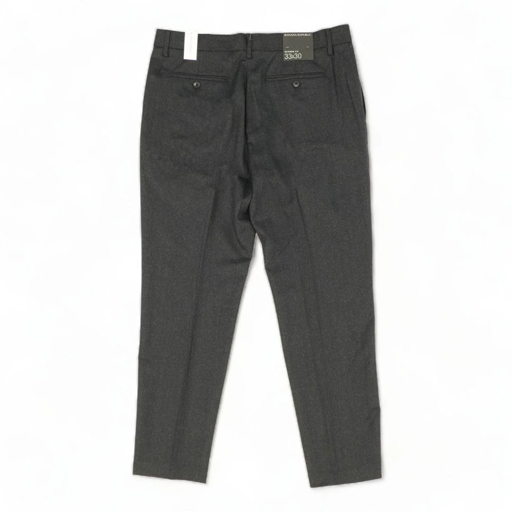 NWT Banana Republic Tapered Perfect Flannel Dress Pant, Charcoal Gray, 33x30 - Picture 4 of 6